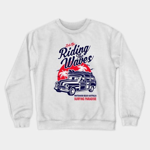 Whitehaven Beach Australia Surfing Paradise Crewneck Sweatshirt by bougieFire